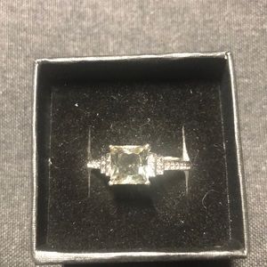 Stunning Princess cut deep grey spinel design ring